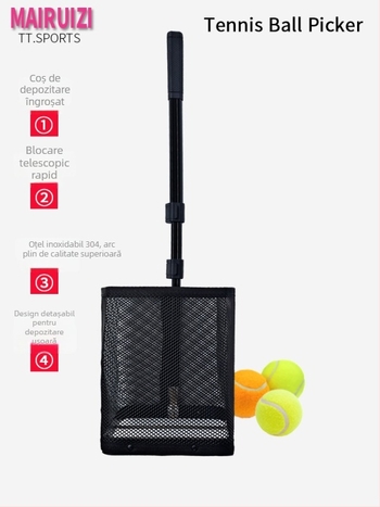 Colector de mingi de tenis, portabil telescopic, cu unghi reglabil, design detașabil, model 89-45; material: Alt; specificație: Element implicit; sport aplicabil: Tenis