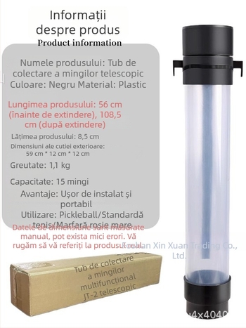 Colector retractabil de mingi de tenis, construcție din plastic, pentru tenis, portabil