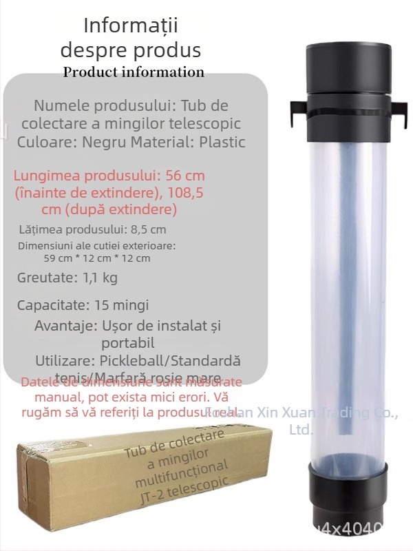 Colector retractabil de mingi de tenis, construcție din plastic, pentru tenis, portabil