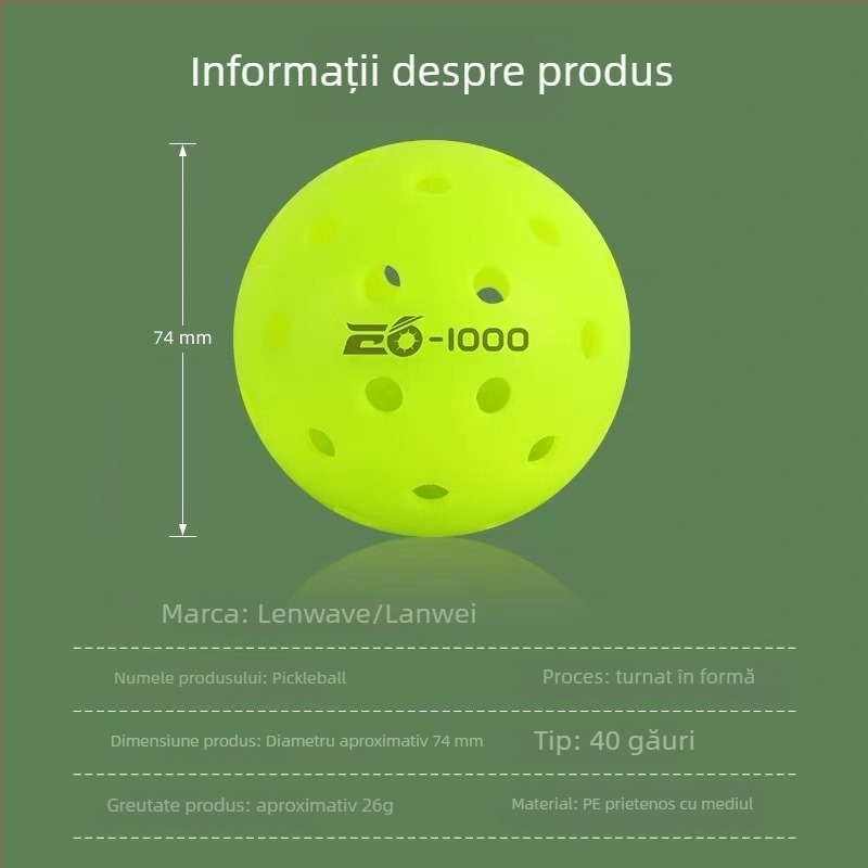 Lanwei pickleball profesionist de competiție, 40 găuri, turnare prin rotație, 275 g