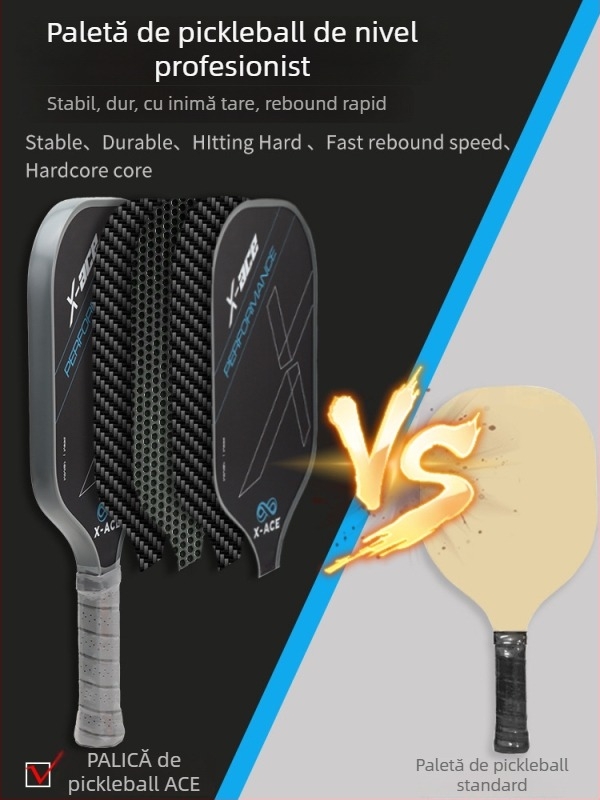 Paletă pickleball X-ACE, fibră de carbon, nucleu PP fagure, nivel profesional