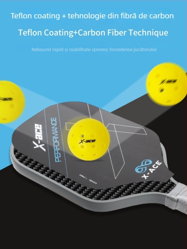 Paletă pickleball X-ACE, fibră de carbon, nucleu PP fagure, nivel profesional