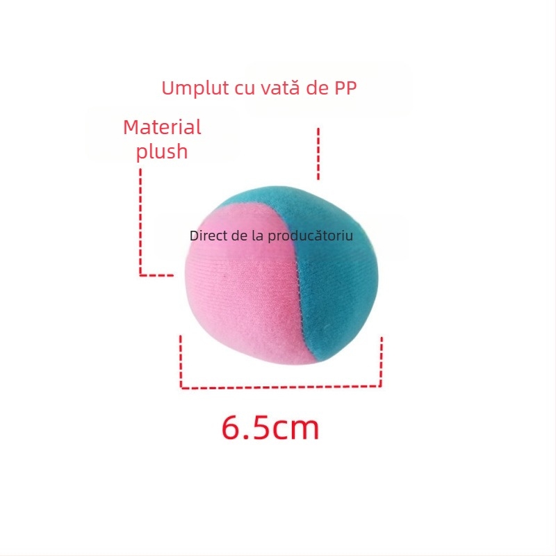 Minge plușată pentru aruncat, cu bilă lipicioasă pentru antrenament senzorial — minge mică din material textil pentru sugari și copii 0-3 ani; material: pluș; dezvoltare senzorială