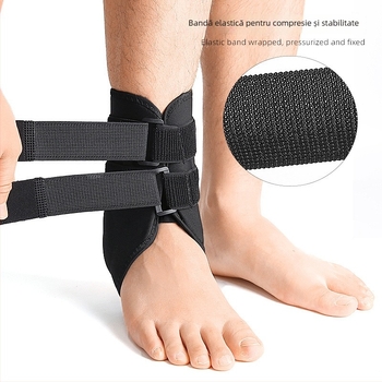 Orteză de gleznă pentru sport cu construcție EVA îngroșată, material Lycra, curea elastică, cataramă din plastic și Velcro – protecție la impact, susținere, compresie elastică, pentru adulți, potrivit pentru fotbal, baschet și volei.