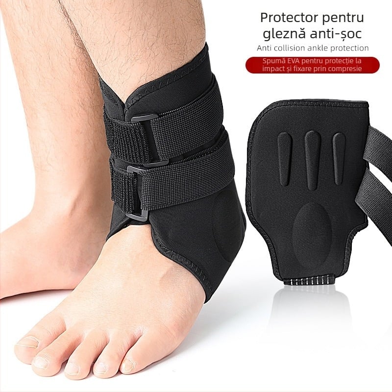 Orteză de gleznă pentru sport cu construcție EVA îngroșată, material Lycra, curea elastică, cataramă din plastic și Velcro – protecție la impact, susținere, compresie elastică, pentru adulți, potrivit pentru fotbal, baschet și volei.