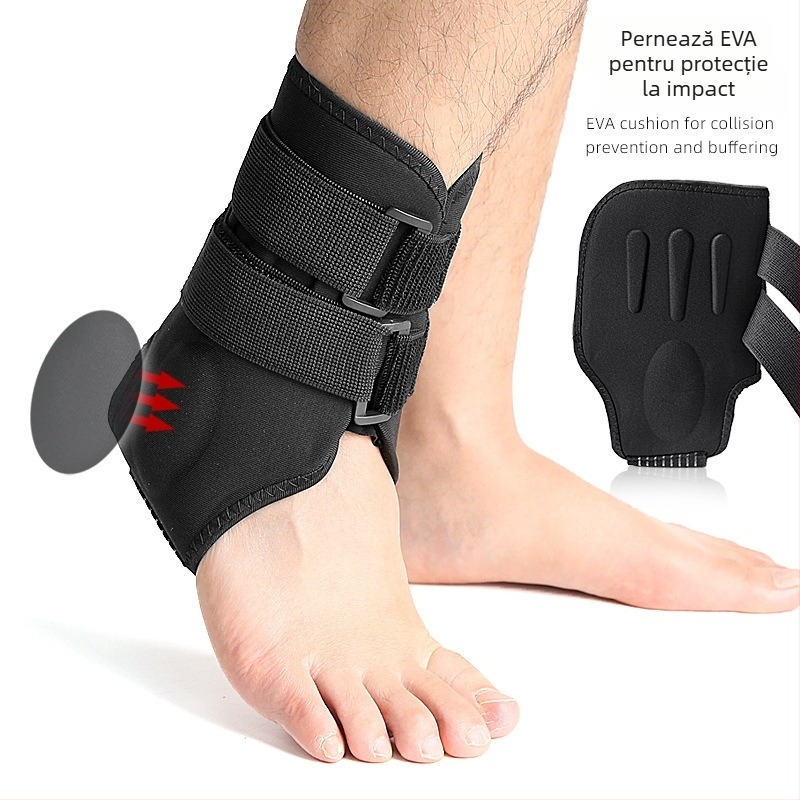 Orteză de gleznă pentru sport cu construcție EVA îngroșată, material Lycra, curea elastică, cataramă din plastic și Velcro – protecție la impact, susținere, compresie elastică, pentru adulți, potrivit pentru fotbal, baschet și volei.