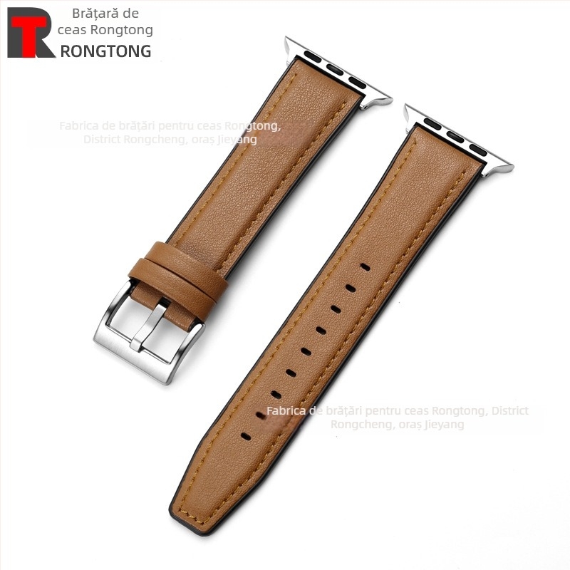 Brățară pentru Apple Watch din silicon și piele microfibră, hibride, 22 mm, 25 g, compatibilă cu Apple Watch 8/SE/7/6/5