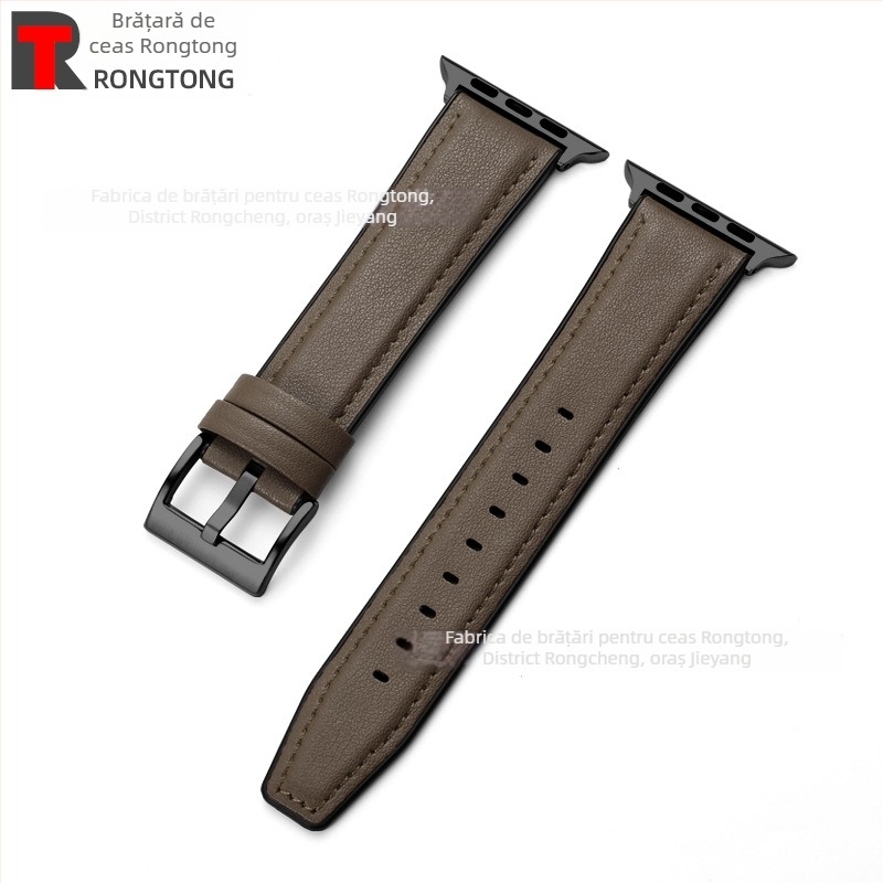 Brățară pentru Apple Watch din silicon și piele microfibră, hibride, 22 mm, 25 g, compatibilă cu Apple Watch 8/SE/7/6/5