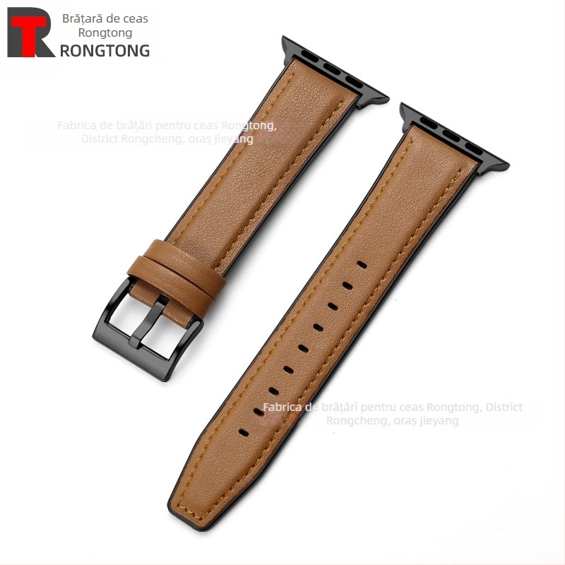 Brățară pentru Apple Watch din silicon și piele microfibră, hibride, 22 mm, 25 g, compatibilă cu Apple Watch 8/SE/7/6/5