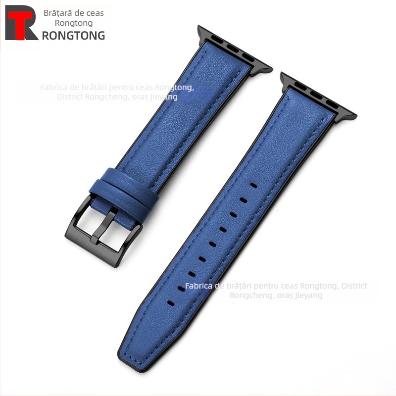 Brățară pentru Apple Watch din silicon și piele microfibră, hibride, 22 mm, 25 g, compatibilă cu Apple Watch 8/SE/7/6/5