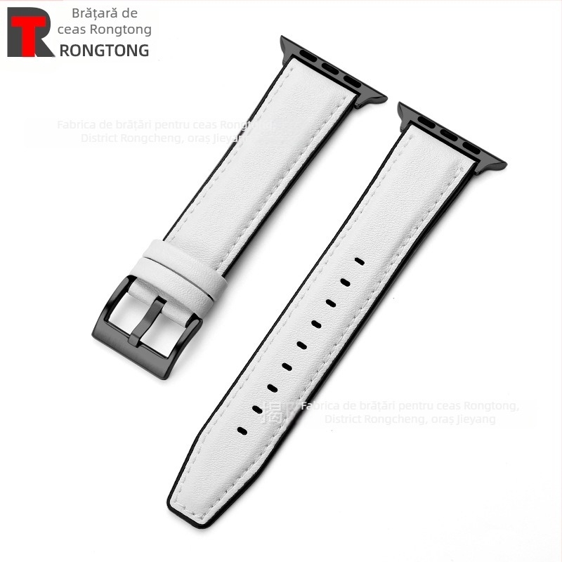 Brățară pentru Apple Watch din silicon și piele microfibră, hibride, 22 mm, 25 g, compatibilă cu Apple Watch 8/SE/7/6/5