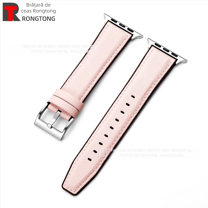 Brățară pentru Apple Watch din silicon și piele microfibră, hibride, 22 mm, 25 g, compatibilă cu Apple Watch 8/SE/7/6/5