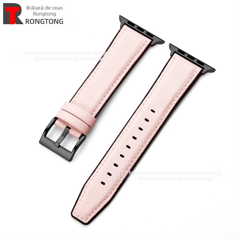 Brățară pentru Apple Watch din silicon și piele microfibră, hibride, 22 mm, 25 g, compatibilă cu Apple Watch 8/SE/7/6/5