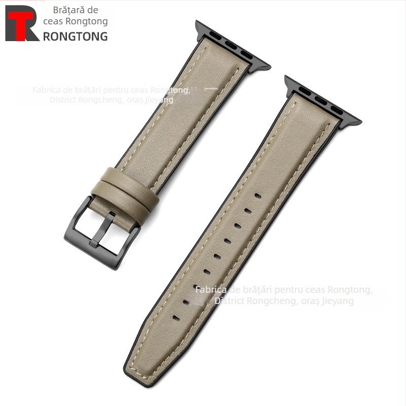 Brățară pentru Apple Watch din silicon și piele microfibră, hibride, 22 mm, 25 g, compatibilă cu Apple Watch 8/SE/7/6/5