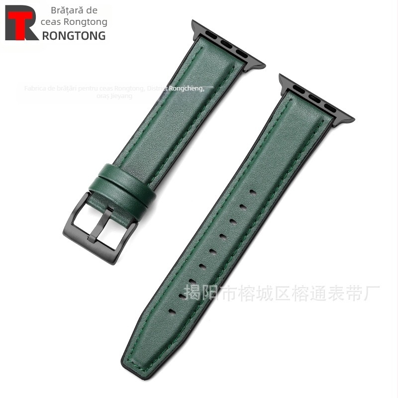 Brățară pentru Apple Watch din silicon și piele microfibră, hibride, 22 mm, 25 g, compatibilă cu Apple Watch 8/SE/7/6/5