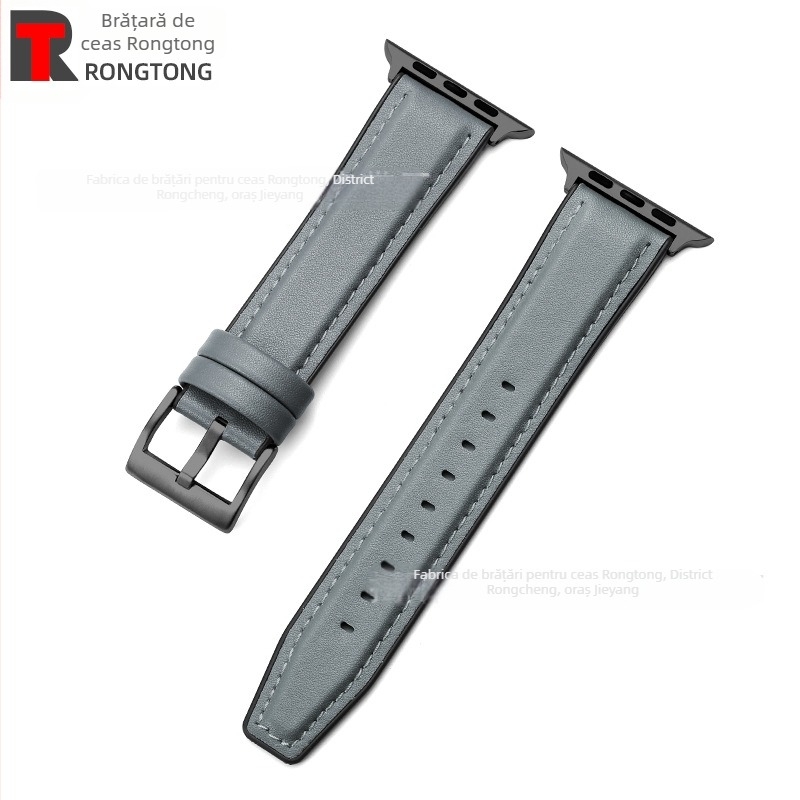 Brățară pentru Apple Watch din silicon și piele microfibră, hibride, 22 mm, 25 g, compatibilă cu Apple Watch 8/SE/7/6/5