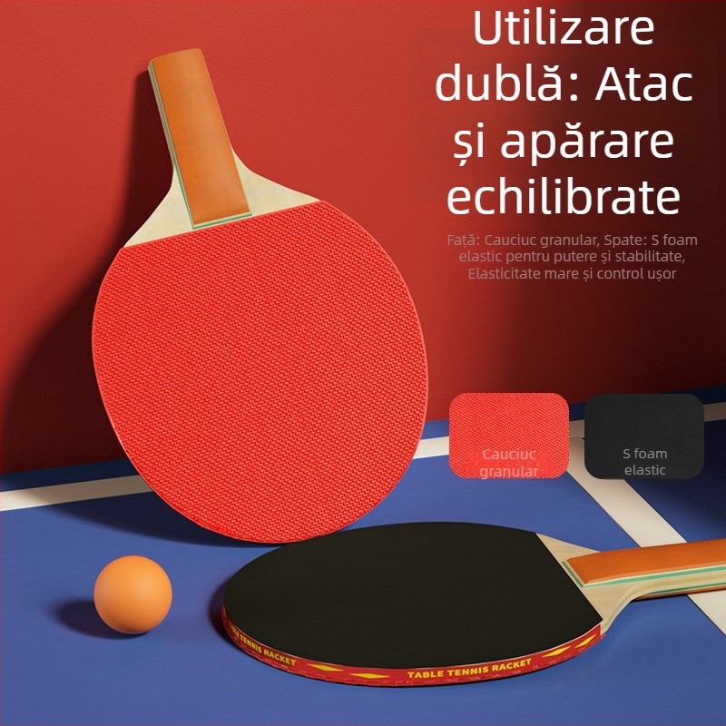 Rachetă pentru copii pentru tenis de masă începători — lamă din poplar, cauciuc cu lipire dreaptă, rachetă cu lovire orizontală, personalizare disponibilă, logo imprimat