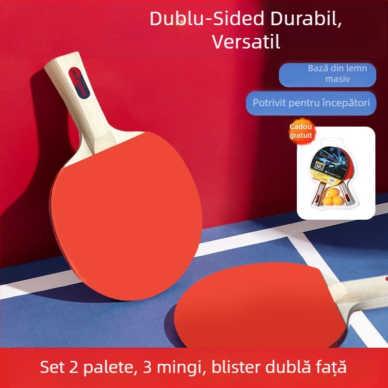 Rachetă de tenis de masă – gumă anti-aderență, design cu lovitură laterală, personalizare disponibilă, imprimare logo inclusă