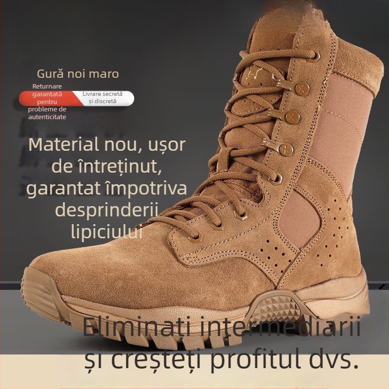 Ghete de luptă outdoor, înalte, pentru adulți, unisex, din nylon respirabil, bocanci desert/taktici
