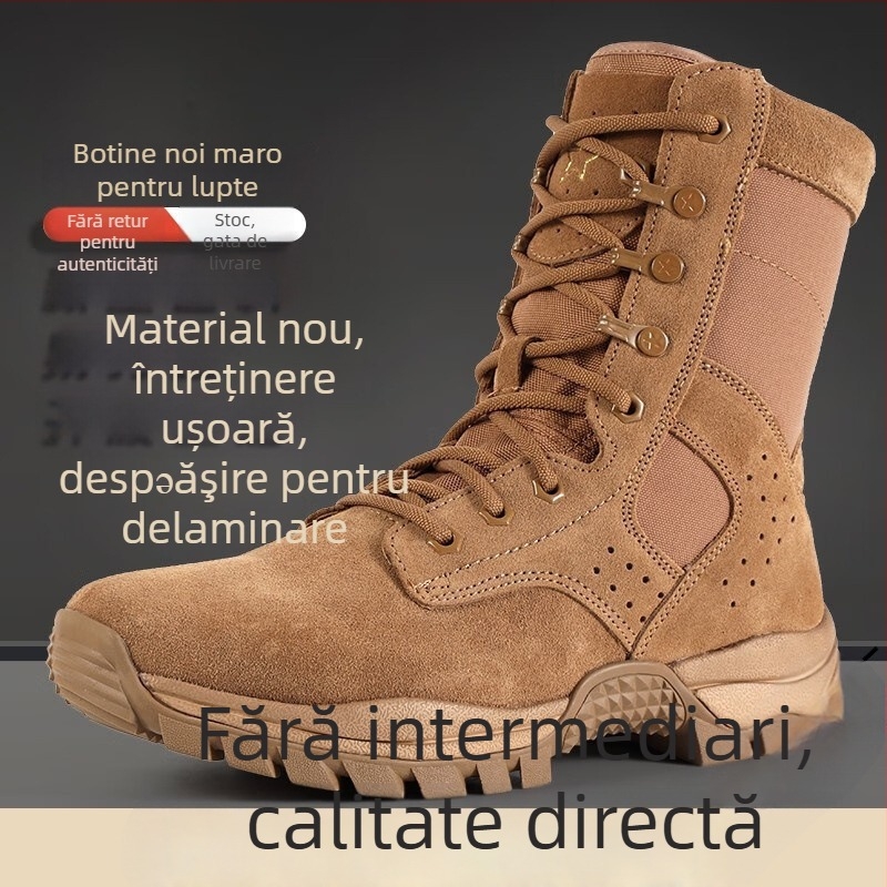 Ghete de luptă outdoor, înalte, pentru adulți, unisex, din nylon respirabil, bocanci desert/taktici