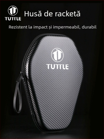 Husă pentru paleta de ping-pong cu formă hexagonală rigidă, textură fibră de carbon, impermeabilă, capacitate mare, portabilă