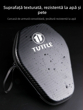 Husă pentru paleta de ping-pong cu formă hexagonală rigidă, textură fibră de carbon, impermeabilă, capacitate mare, portabilă