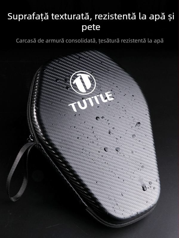 Husă pentru paleta de ping-pong cu formă hexagonală rigidă, textură fibră de carbon, impermeabilă, capacitate mare, portabilă