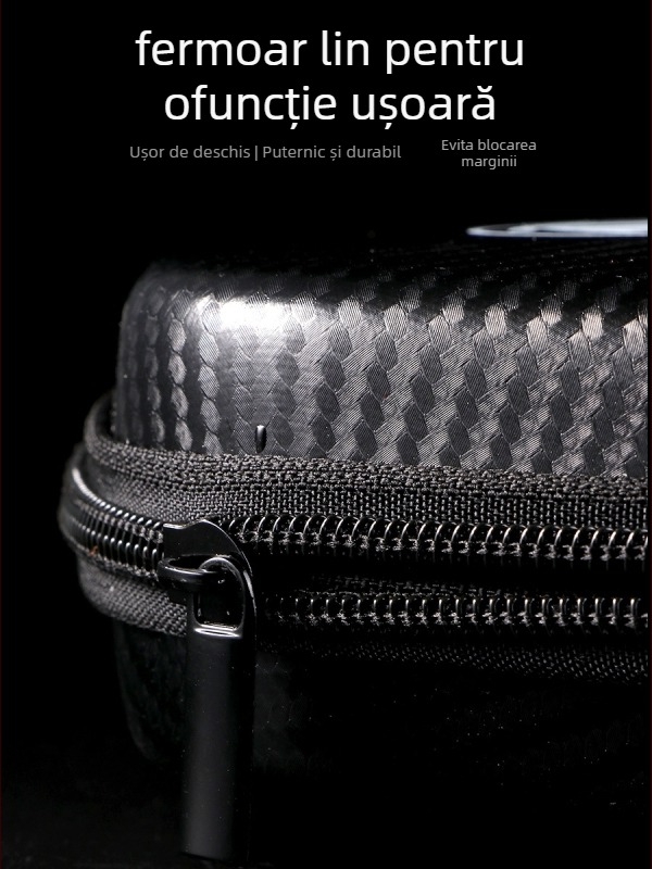 Husă pentru paleta de ping-pong cu formă hexagonală rigidă, textură fibră de carbon, impermeabilă, capacitate mare, portabilă