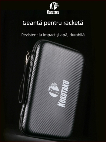 Kokutaku husă rigidă pătrată pentru rachete de tenis de masă, capacitate mare, portabilă, impermeabilă, material Oxford cloth