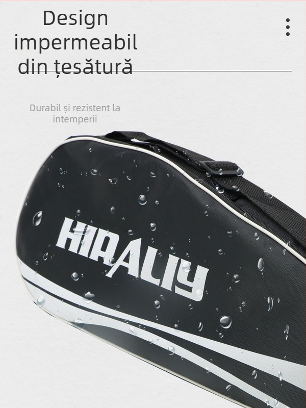 Geantă Spelt pentru rachete de badminton/tenis – Capacitate mare pentru 3–6 rachete, Curea de umăr, Oxford, Rezistent la apă, Logo imprimat, Unisex