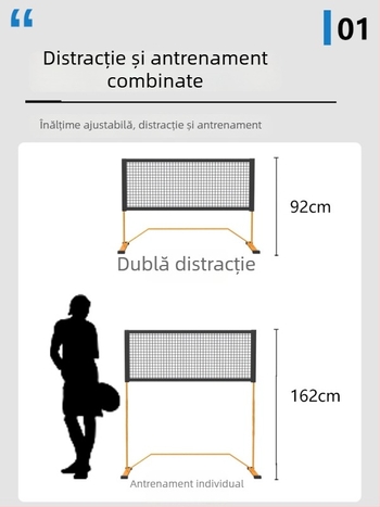 Rețea de antrenament pickleball 2-în-1, pentru exterior și interior; materiale: țevi din fier/poliester/pânză Oxford; Brand: Devils