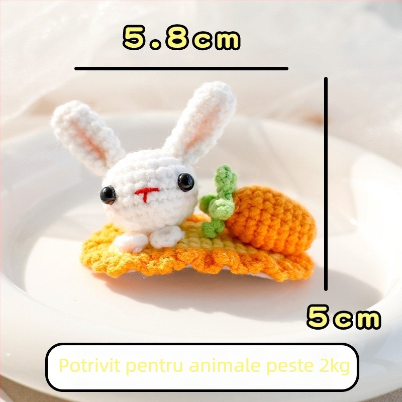 Clip de păr pentru animale de companie cu urechi de iepuraș 3D tricotate, pentru câini și pisici — lână, stil desene animate, BB clip; Brand: Little one is favored