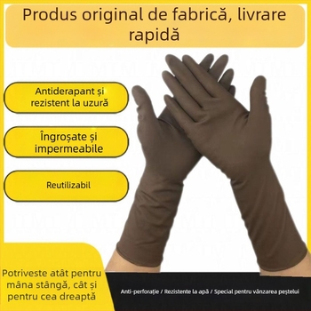 Mănuși de pescuit din cauciuc, lungi și groase; rezistente la perforare, impermeabile iarna și antiderapante pentru lucrări în apă