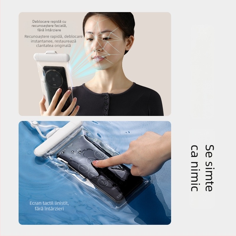 FaSoLa husă impermeabilă pentru telefon cu ecran tactil transparent; Material: plastic; personalizare disponibilă; posibilă etichetare privată; potrivită pentru înot, scufundări, rafting, călătorii și activități în aer liber