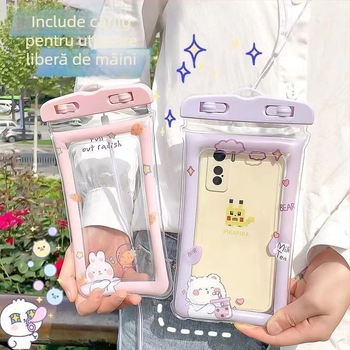 Geantă impermeabilă pentru telefon pentru scufundări și activități în aer liber – Compatibilă cu ecran tactil, PVC, 1L Capacitate, Țesătură impermeabilă, Model: Flori rupte