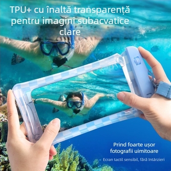 Geantă impermeabilă pentru telefon pentru scufundări și activități în aer liber – Compatibilă cu ecran tactil, PVC, 1L Capacitate, Țesătură impermeabilă, Model: Flori rupte