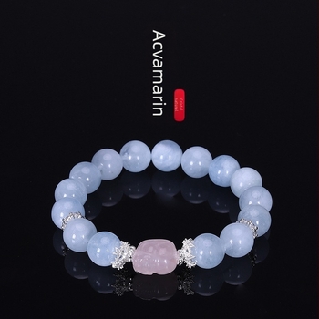 Brățară cu talisman Pixiu, mărgele din Rose quartz, material cristal, ambalare individuală, primăvara 2025