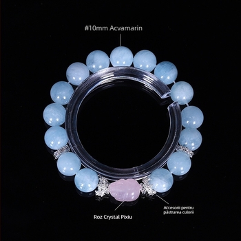 Brățară cu talisman Pixiu, mărgele din Rose quartz, material cristal, ambalare individuală, primăvara 2025