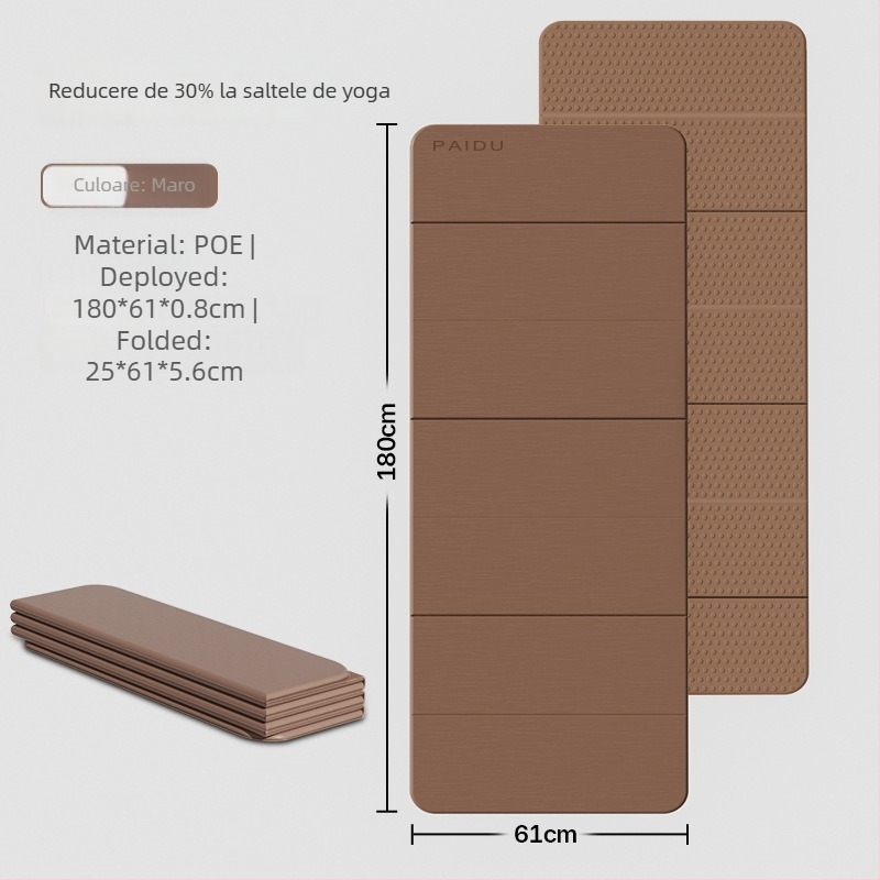 Saltea de yoga, pliabilă, culoare solidă, rezistentă la zgârieturi de pisici; material Poe, grosime 8 mm, greutate 1,28 kg, origine Ningbo, personalizare: Da