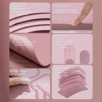 Saltea de yoga, imprimeu desen animat, material TPE, grosime 8 mm, anti-alunecare, absorbție la șocuri