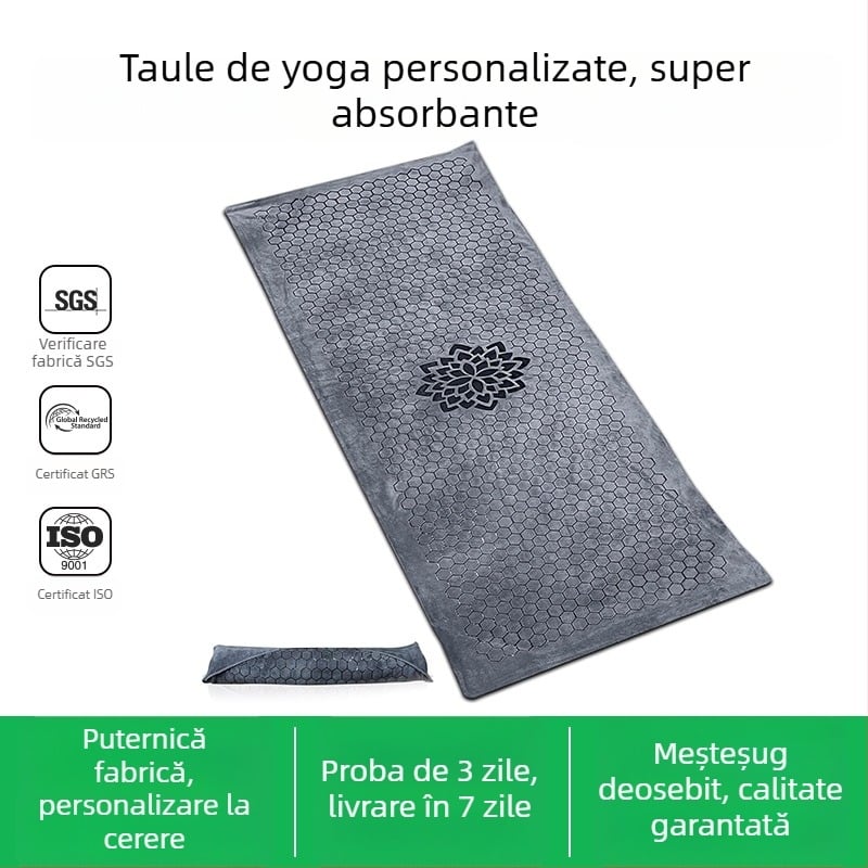 Originan prosop yoga microfibră - antiderapant, lavabil la mașină, personalizabil, grosime 0.3 cm, greutate 300 g - pentru yoga, pilates, sală