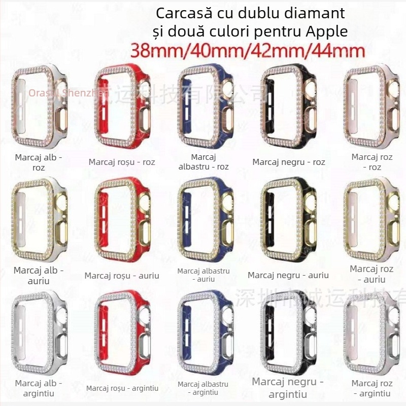 Husă Apple Watch – Diamant electroplătat în două rânduri, PC material, decupaje