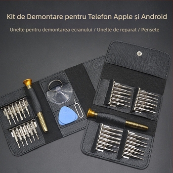 Set șurubelnițe pentru demontarea dispozitivelor Apple – pentru telefoane mobile și calculatoare, oțel carbon, bituri cu interior hex, include set de bituri