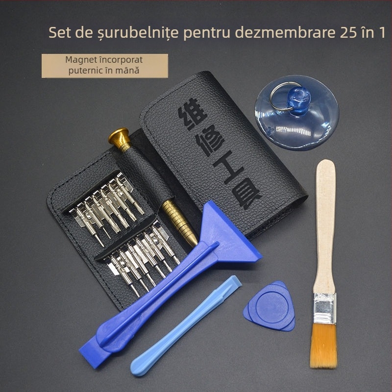 Set șurubelnițe pentru demontarea dispozitivelor Apple – pentru telefoane mobile și calculatoare, oțel carbon, bituri cu interior hex, include set de bituri