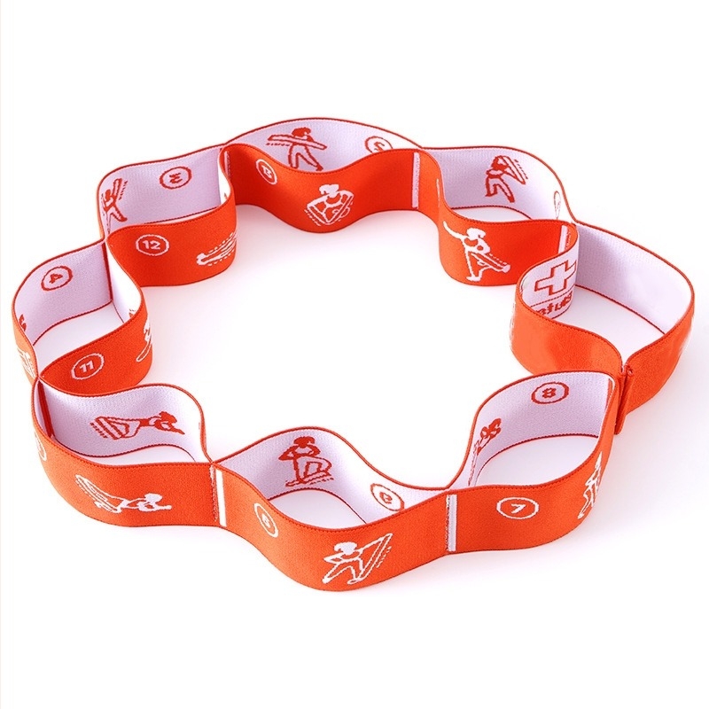 Bandă elastică de yoga jacquard digitală – Curea de întindere a umerilor pentru copii și femei – Material: poliester-cotton + latex