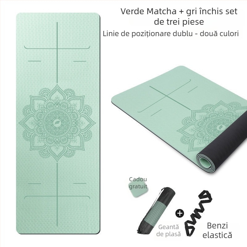 Covoraș de yoga - Dublu-față antiderapant, extrem de lat, extrem de gros (6 mm, TPE)