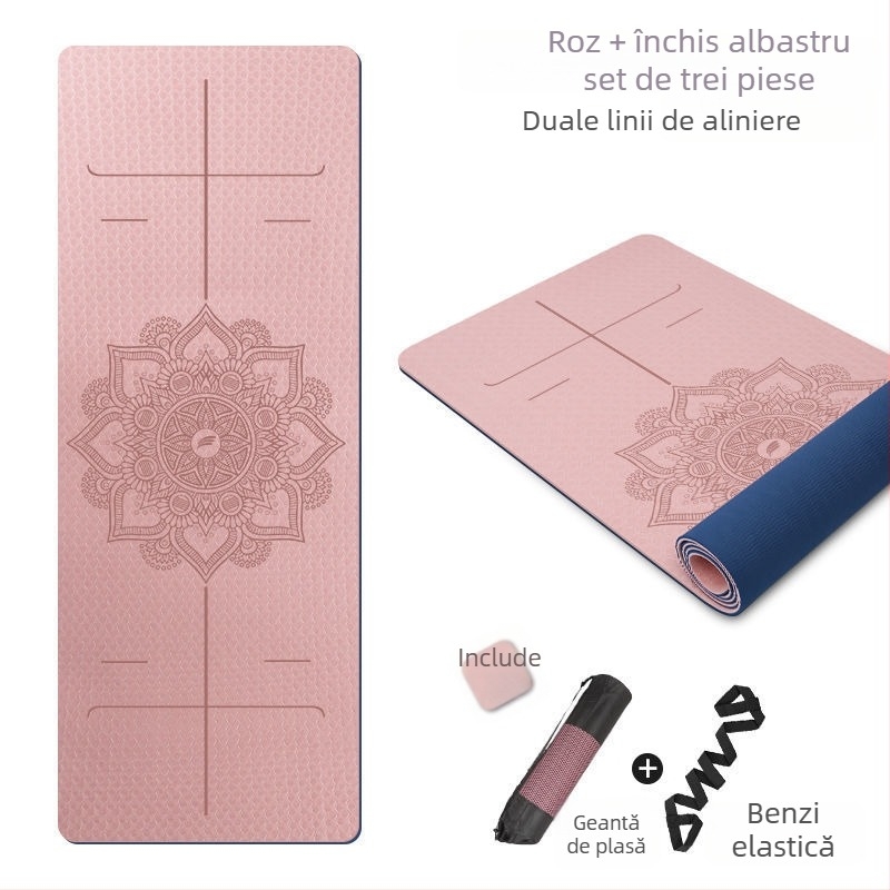 Covoraș de yoga - Dublu-față antiderapant, extrem de lat, extrem de gros (6 mm, TPE)