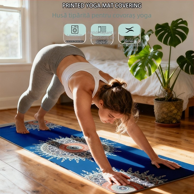 Prosop de yoga pentru antrenament — material TPE+velvet, personalizabil cu imprimare, uscare rapidă, absorbție de umiditate 5–10 secunde