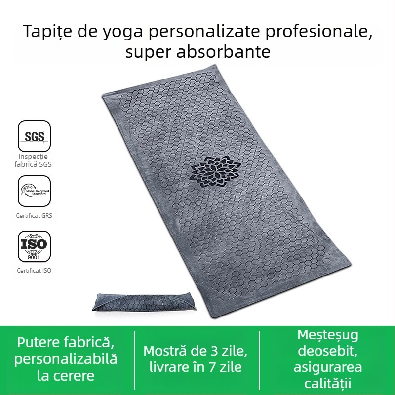 Prosop de yoga din microfibră, grosime 0,3 cm, greutate 300 g, personalizabil, potrivit pentru yoga și pilates