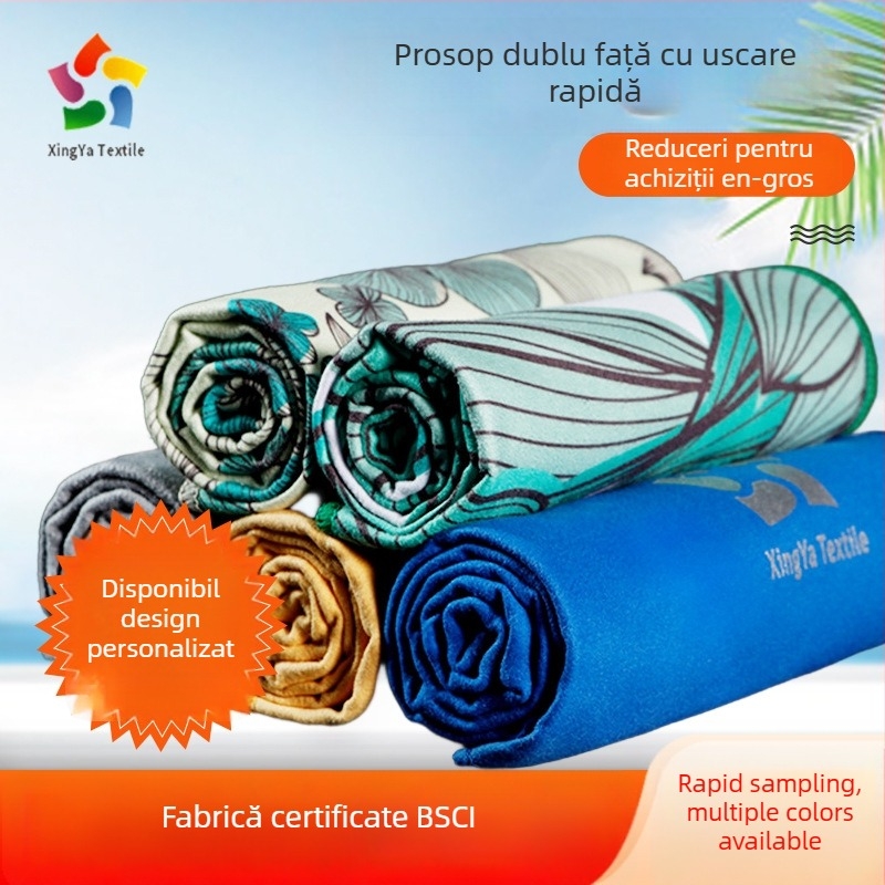 Prosop pătrat din microfibră, velur dublu, uscare rapidă, 150 g, logo personalizabil, tiv și imprimare